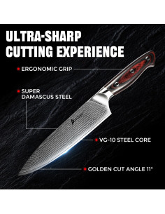 Cuchillo de Chef Damasco Ambertronix 20.32 cm Acero VG-10 2