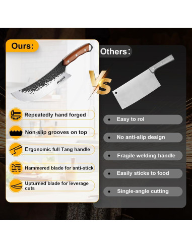 Cuchillo de Carnicero Huusk 21cm Acero Alto Carbono Mango Roble