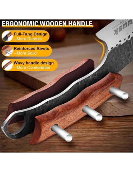 Cuchillo de Carnicero Huusk 21cm Acero Alto Carbono Mango Roble