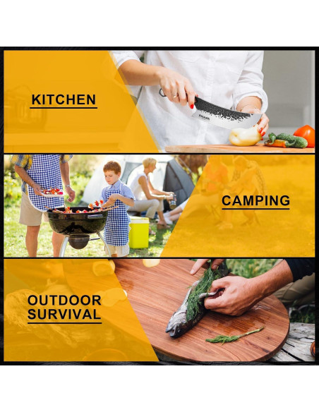 Cuchillo de Carnicero Huusk 21cm Acero Alto Carbono Mango Roble