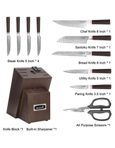 Juego de cuchillos de cocina Kuisine Damasco 12 piezas acero 2