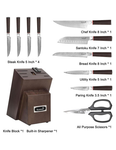 Juego de cuchillos de cocina Kuisine Damasco 12 piezas acero