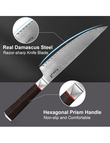 Juego de cuchillos de cocina Kuisine Damasco 12 piezas acero