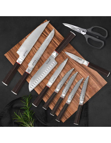 Juego de cuchillos de cocina Kuisine Damasco 12 piezas acero