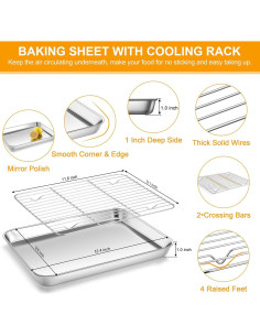 Bandeja para Hornear Homikit con Rejilla 31.5x24.4 cm Acero Inoxidable 2