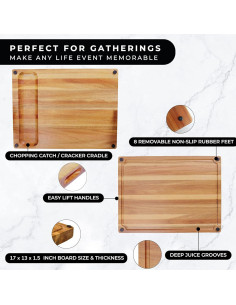 Tabla de Cortar Grande Acacia Real Life Living 43x33 cm Reversible 2