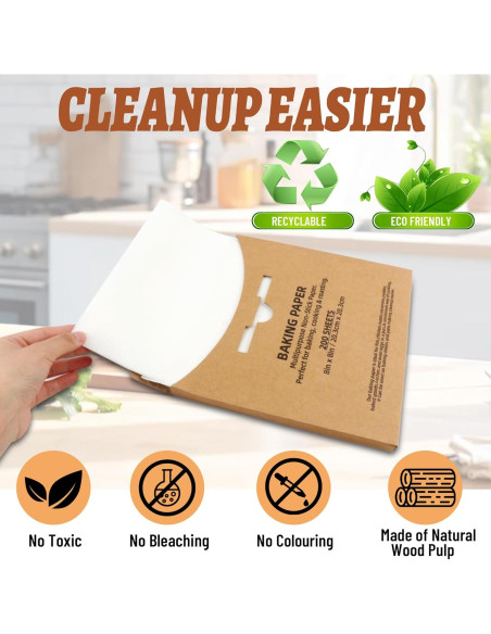 200 Hojas de Papel Pergamino Tikxlafe 20x20cm Anti-adherente