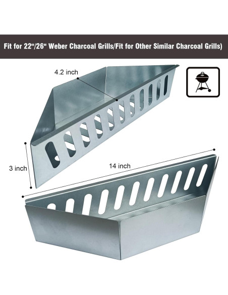 Cesta de Carbón BBQCuker para Parrillas Weber 22/26" (36.07x10.16x7.62 cm)