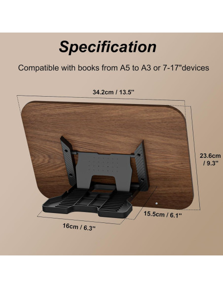 Soporte de Libro Ajustable JaoNanl Plegable para Oficina y Cocina