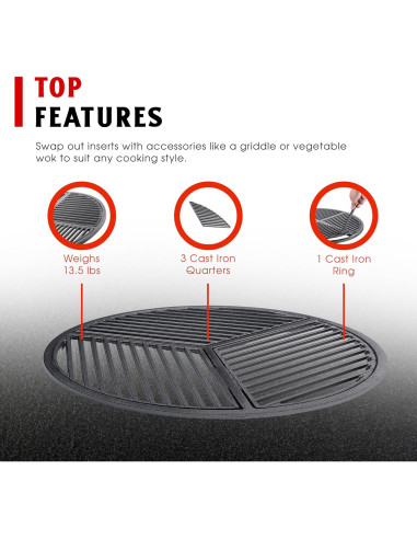 Rejilla de Hierro Fundido Craycort 44.4 cm para Parrillas