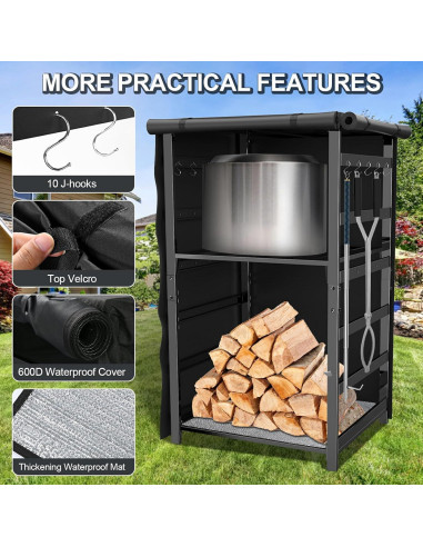 Estante de Almacenamiento para Leña Uniflasy 135cm Impermeable