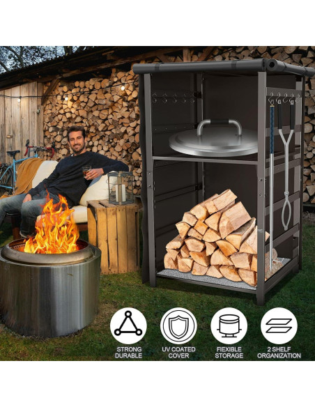 Estante de Almacenamiento para Leña Uniflasy 135cm Impermeable