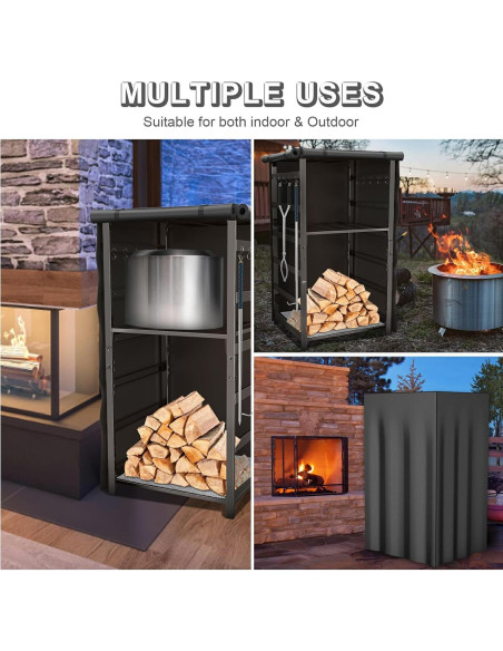 Estante de Almacenamiento para Leña Uniflasy 135cm Impermeable