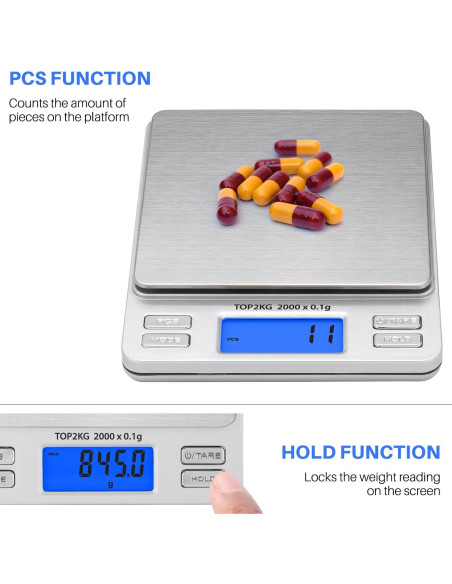 Báscula Digital de Bolsillo Smart Weigh 2000g x 0.1g LCD