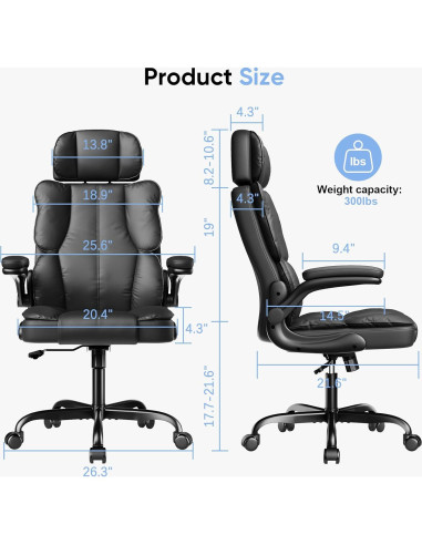Silla de Oficina Ergonómica Kensaker KLBY619 Negra con Soporte Lumbar