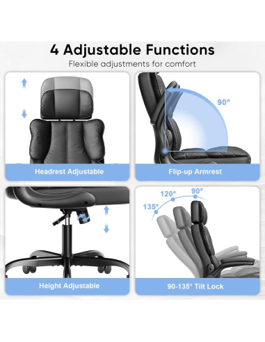 Silla de Oficina Ergonómica Kensaker KLBY619 Negra con Soporte Lumbar