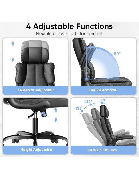 Silla de Oficina Ergonómica Kensaker KLBY619 Negra con Soporte Lumbar