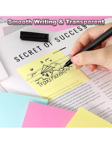 Notas Adhesivas Transparentes SYMDROMIA 3x3" Paquete 12 Colores