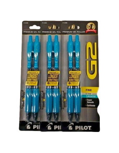 Bolígrafos de Gel Pilot G2 Turquesa 0.7 mm Retráctiles 6 Unidades