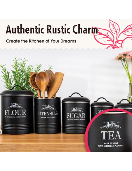 Set de 3 Latas Negras Herméticas para Cocina - noonberry