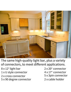 Kit de Iluminación Bajo Gabinete WOBANE 8 Piezas LED 1200lm 2700K 2