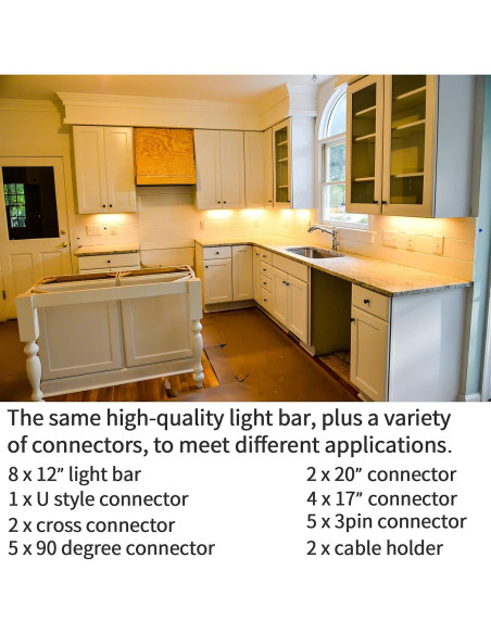 Kit de Iluminación Bajo Gabinete WOBANE 8 Piezas LED 1200lm 2700K