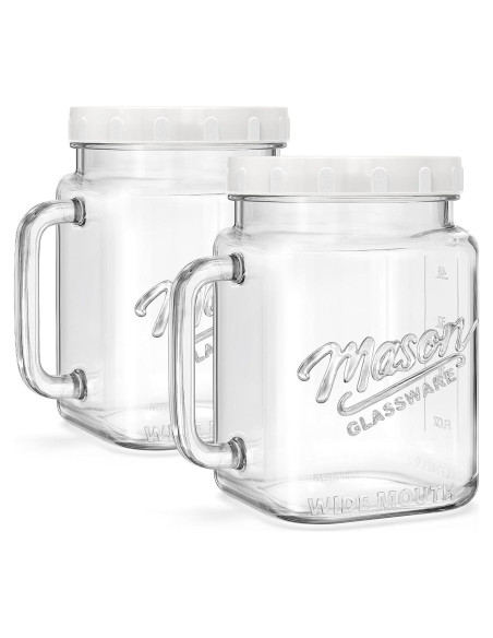 Paquete de 2 tarros de vidrio Folinstall 2.1 L boca ancha