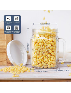 Paquete de 2 tarros de vidrio Folinstall 2.1 L boca ancha 2