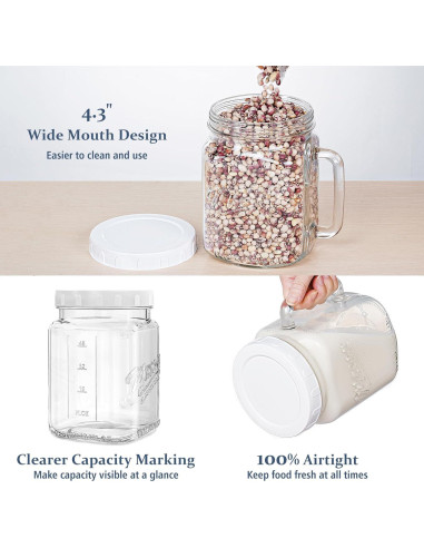 Paquete de 2 tarros de vidrio Folinstall 2.1 L boca ancha