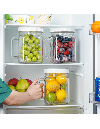 Paquete de 2 tarros de vidrio Folinstall 2.1 L boca ancha