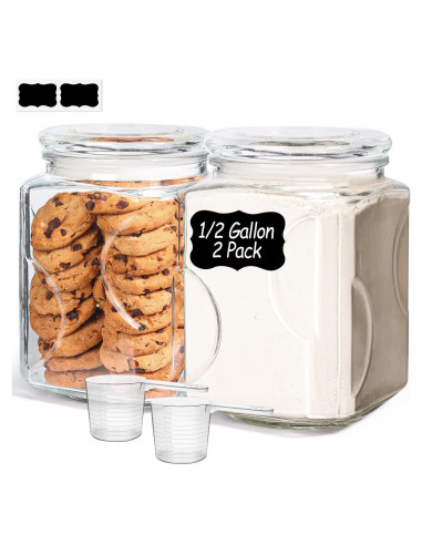 Frasco de vidrio ComSaf 64 oz set 2 piezas con tapa hermética