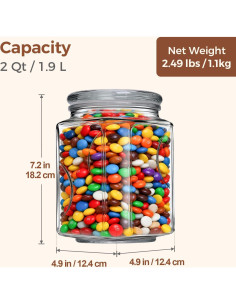 Frasco de vidrio ComSaf 64 oz set 2 piezas con tapa hermética 2