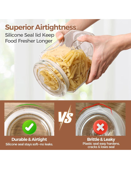 Frasco de vidrio ComSaf 64 oz set 2 piezas con tapa hermética Frasco de vidrio ComSaf 64 oz set 2 piezas con tapa hermética