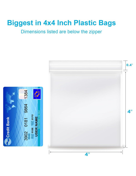 Bolsas de Plástico Reclosables 4x4'' Enbreey - Paquete 200