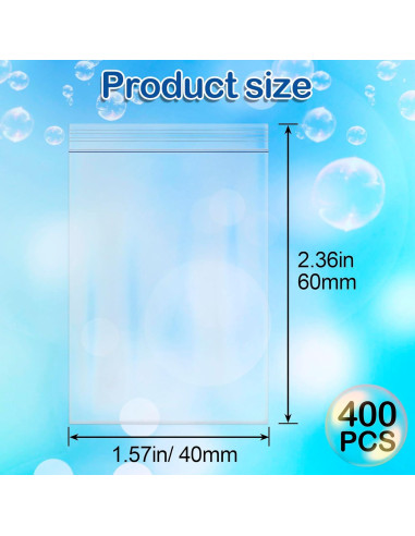 400 Mini Bolsas Zip Reutilizables STSTR 4x6 cm Transparentes
