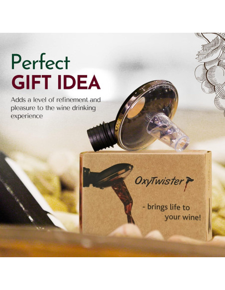 Aireador de Vino OxyTwister 2 en 1 - Vertedor Antigoteo