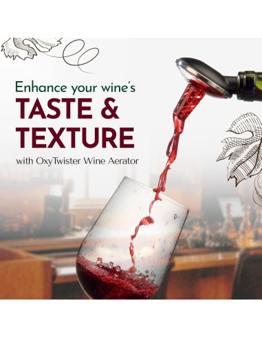 Aireador de Vino OxyTwister 2 en 1 - Vertedor Antigoteo