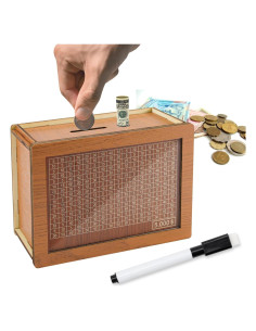 Caja de Ahorros de Madera SEILETOO con Contador para Niños