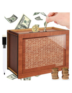 Caja de Ahorros de Madera YOSICHY con Objetivo $10000