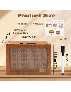 Caja de Ahorros de Madera SEILETOO con Contador para Niños 2