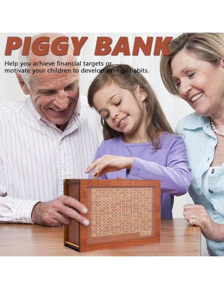 Caja de Ahorros de Madera YOSICHY con Objetivo $10000