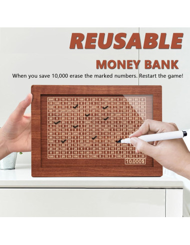 Caja de Ahorros de Madera YOSICHY con Objetivo $10000