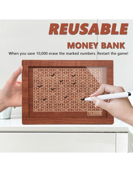 Caja de Ahorros de Madera YOSICHY con Objetivo $10000