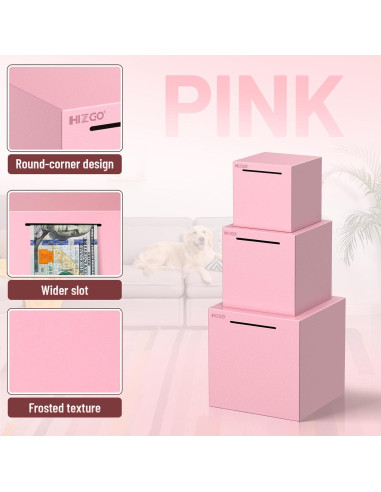 Alcancía Rosa Inabrible de Acero Inoxidable Hizgo 12 cm