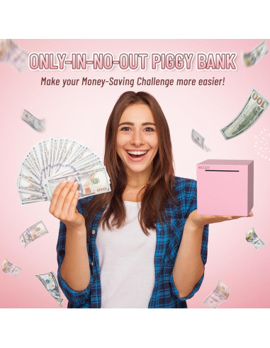 Alcancía Rosa Inabrible de Acero Inoxidable Hizgo 12 cm