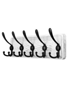Perchero de Pared Rústico SKOLOO con 5 Ganchos Triples