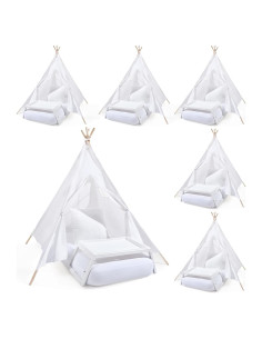 Conjunto 4 Tiendas Teepee Wesnoy con Colchones Inflables y Mesas
