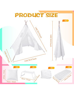 Conjunto 4 Tiendas Teepee Wesnoy con Colchones Inflables y Mesas 2