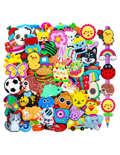 100 Adornos de Punta de Lápiz Kawaii Blvochnnt - Clips Coloridos