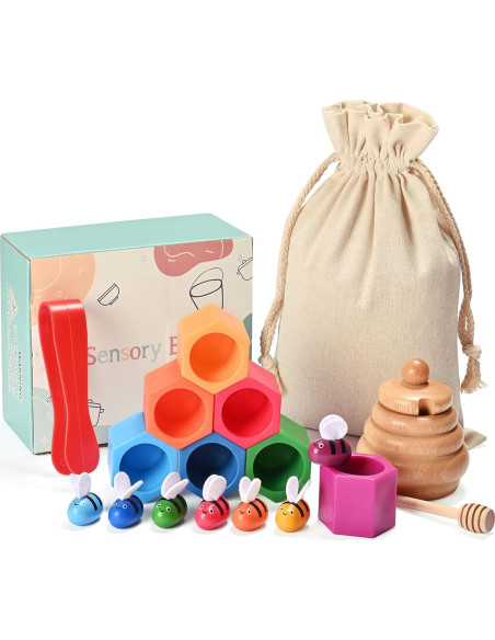 Caja Sensorial Montessori y Waldorf - Juguetes de Madera para Niños